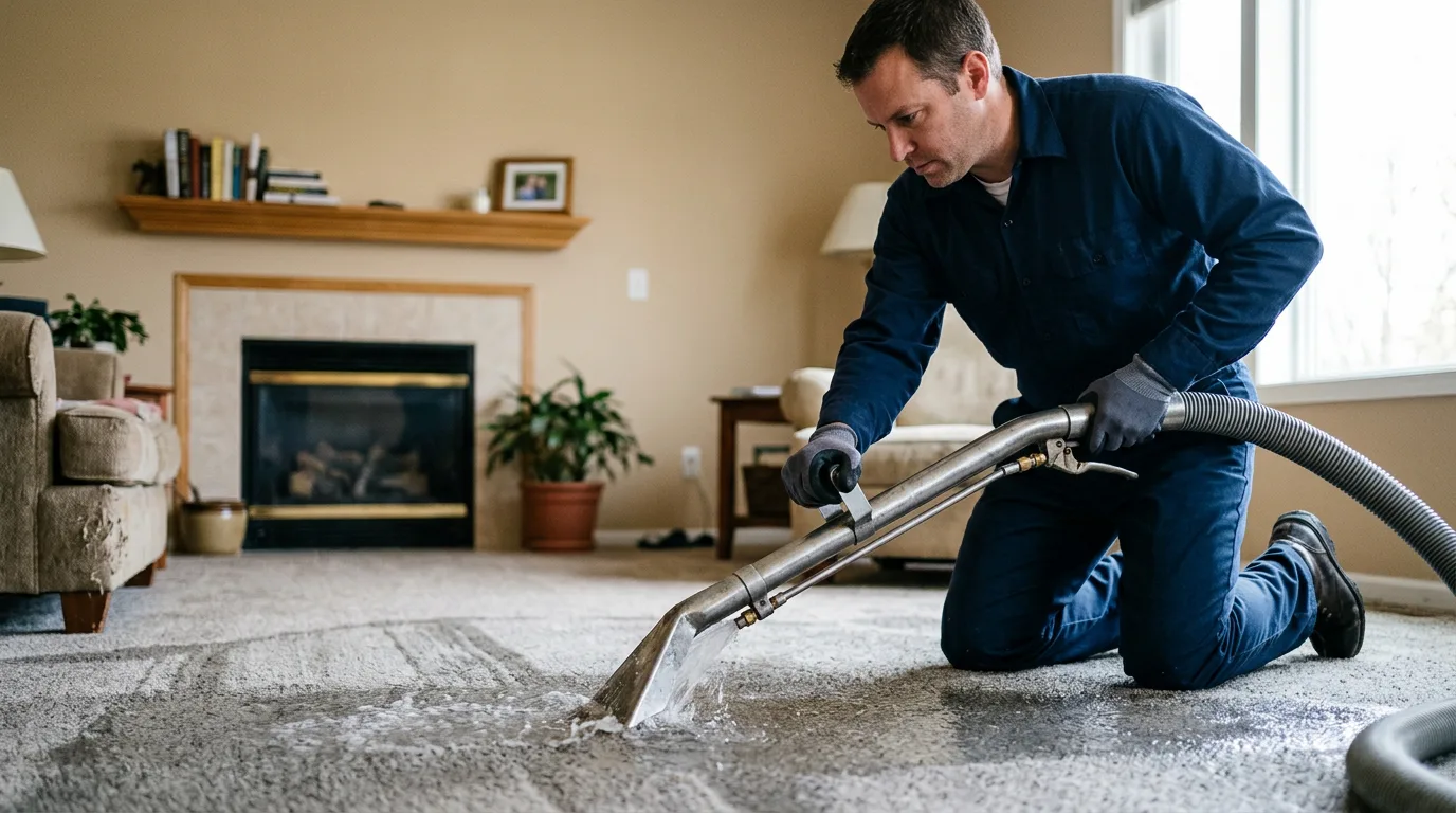Water damage restoration technician working near Bowbells, ND